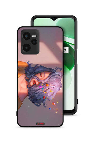 Tolwak غطاء حماية Realme C35 بتصميم فتاة وفن الفضاء