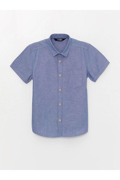 LC Waikiki Lcw Kids Blue Basic Short Sleeve Boy's Shirt