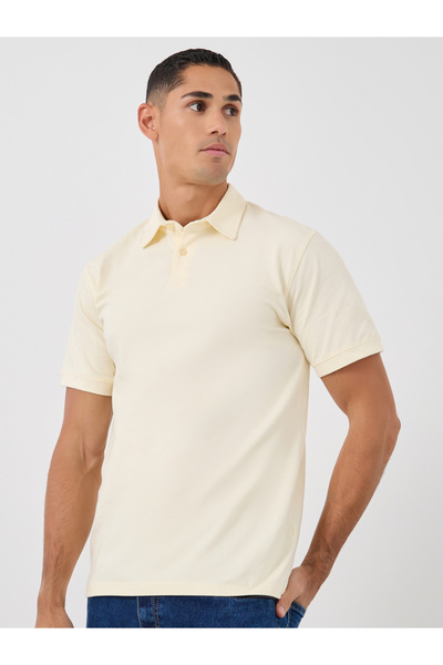 Styli Solid Smart Stretch Cotton Polo T-Shirt