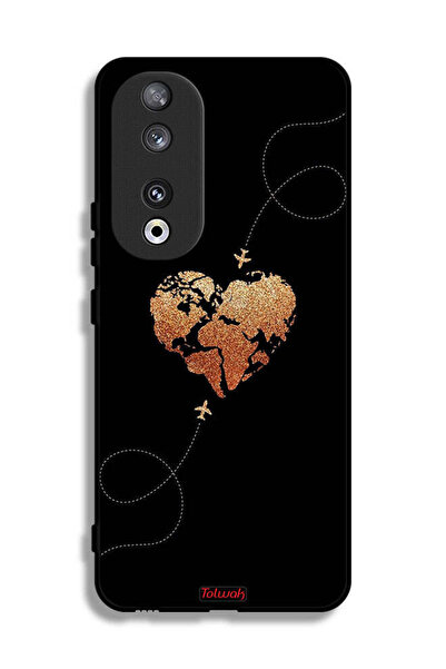 Tolwak غطاء حماية لهاتف Honor 90 بتصميم طائرات تلامس القلب