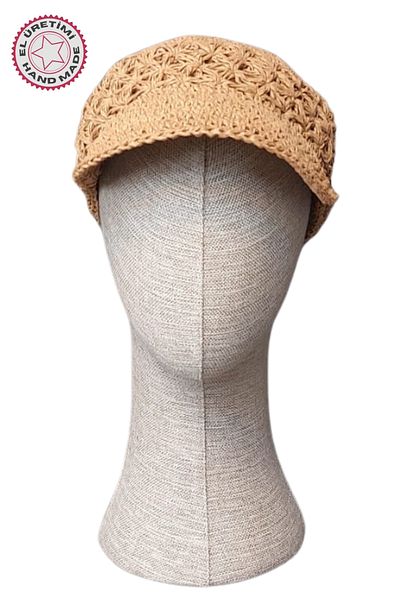 Uretti - Necla 4345 Hand Knitted Paper Thread Summer Visor Cap Hat - Brown