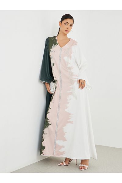 Styli Embellished Ombre Print A-Line Jalabiya