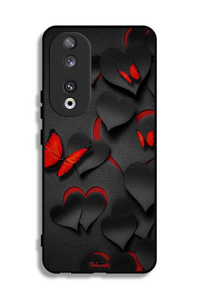 Tolwak غطاء حماية لهاتف Honor 90 بنقشة قلوب وفراشات