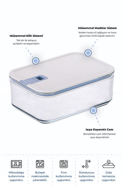NEOFLAM Perfect Seal Deep Glass Storage Container 1600 ml