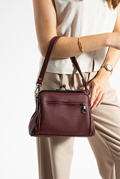 By Hakan Tn-206 Scholar Women's Shoulder Bag Clip Hand Bag Crossbody Bag Bordo