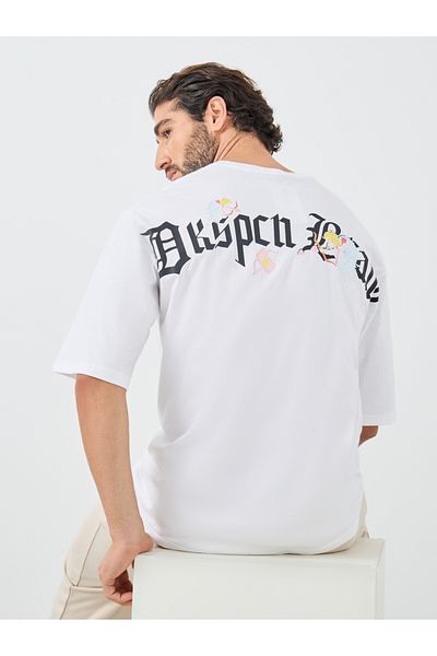 Styli Slogan Print Round Neck Oversized T-Shirt