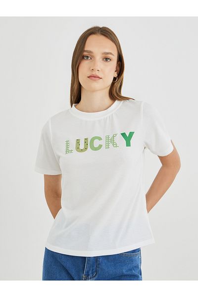 Styli Slogan Print Short Sleeve T-Shirt
