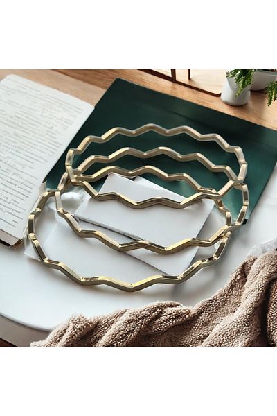 İNN JEWELLERY Steel Bracelet Anti-Tarnish Antiallergic Zigzag Figured (2 Years Importer Guaranteed)