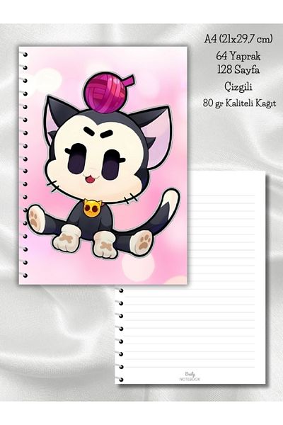daily notebook Kit Brawl Stars Striped School Notebook,64 Sheets Spiral A4 Large Size (21X29,7 cm) Size