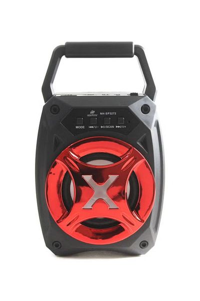 DLC Mini Portable Bluetooth Speaker - Black/Red with Strong Bass & Handle
