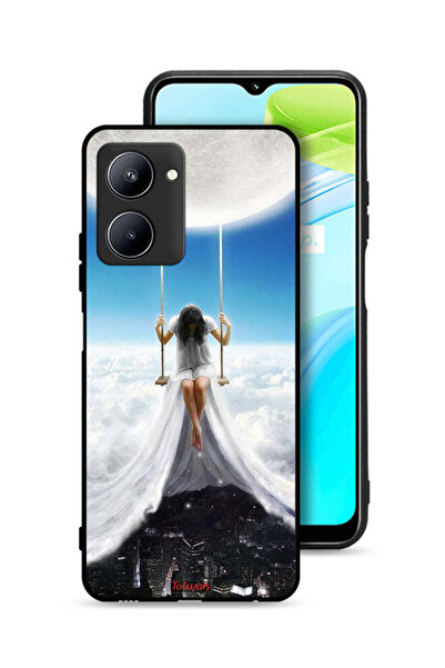 Tolwak غطاء حماية Realme C33 بتصميم غيوم القمر وفن المدينة