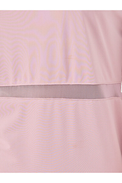 Styli Textured Waist with Back Mesh Insert Short Sleeve Top