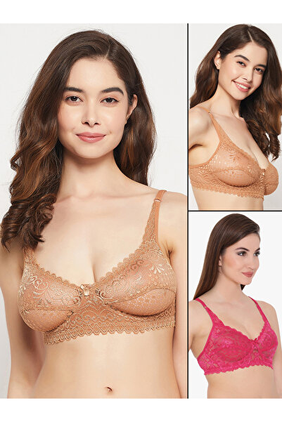 Clovia By Styli Pack of 2 - Lace Non-Padded Non-Wired Full Coverage Bra