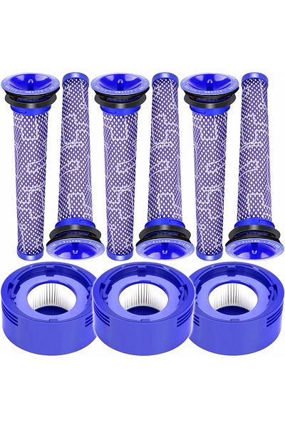 NewEvo Set de 9 filtre NewEvo® compatibile cu aspiratoarele Dyson V7 V8 V8+, 6 prefiltre, 3 filtre Hepa