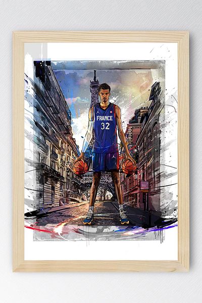 Saturn Pictură înrămată Victor Wembanyama - Pictură poster de baschet Franța