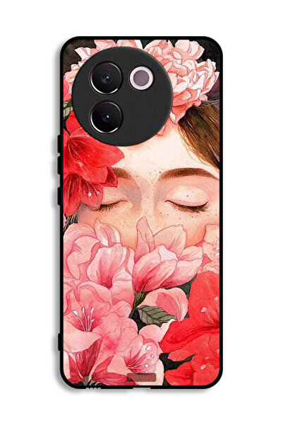 Tolwak غطاء حماية لهاتف Vivo V30e 5G بتصميم وجه فتاة مختبئة بين الزهور