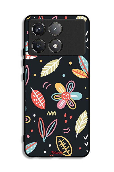 Tolwak Xiaomi Poco F6 Pro Protective Case Cover Flowers And Leaves Abstract Art