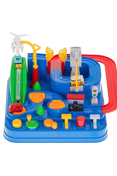 Micostore Racing Track Toy with Buttons, Cars Included, Helicopter, Mobile Bridge, Crane, 3 years+