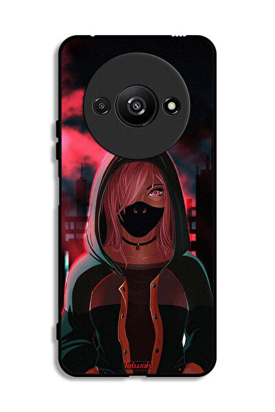 Tolwak Xiaomi Redmi A3 4G Protective Case Cover Girl Wear Mask Art