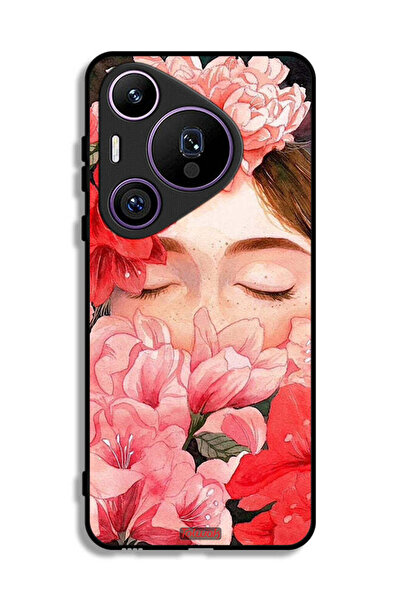Tolwak غطاء حماية هواوي بيورا 70 برو بتصميم وجه فتاة مختبئة بين الزهور