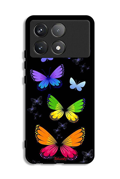 Tolwak Xiaomi Poco F6 Pro Protective Case Cover Colorful Butterflies