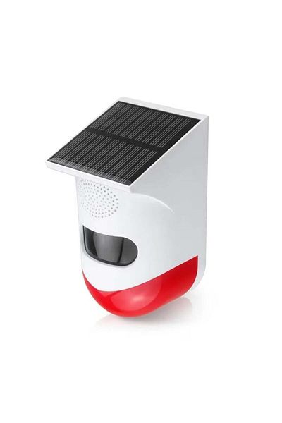divendi-ro Alarm with PIR motion detector, solar or USB powered, IP65, app control, white-red