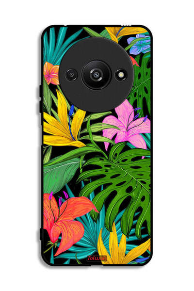 Tolwak Xiaomi Redmi A3 4G Protective Case Cover Pattern Tropical Flowers Leaves