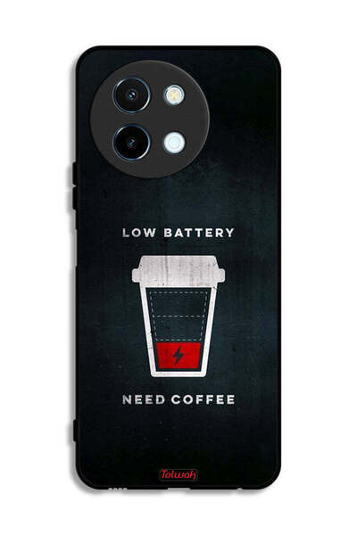 Tolwak Vivo Y38 5G Protective Case Cover Low Battery Need Coffee