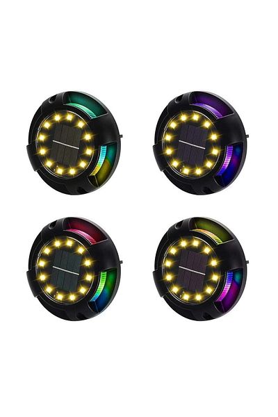 divendi-ro Set of 4 solar lights for garden, lawn, floor, driveway or wall with RGB LEDs, IP65
