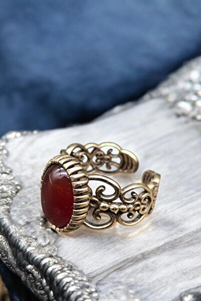 NBS Beautiful Naturel Stones Bakır Saf Yüzük Ayarlanabilir Akik Taşı Tasarım Kaliteli ( Nazar ) ( Özel Gün , Hediyelik )