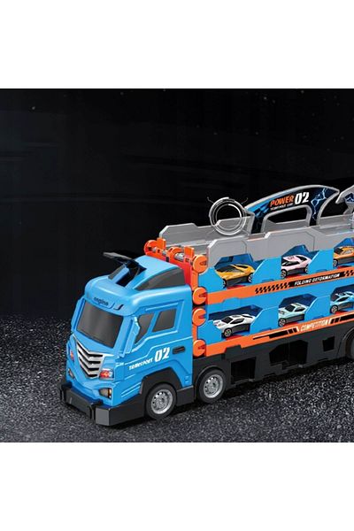 Micostore Toy Transport Truck with Cars, Catapult, Race Track, 8 Cars, Platform, 210 cm, 3 years+