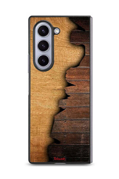 Tolwak غطاء حماية لهاتف Samsung Galaxy Z Fold6 بنمط خشبي عتيق