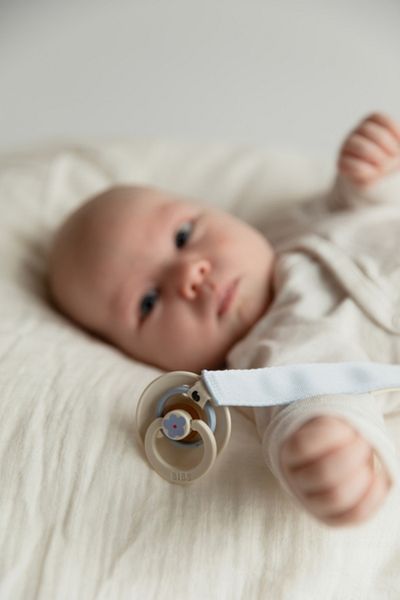 Bibs - Ribbon Pacifier Clip Chain, Sand