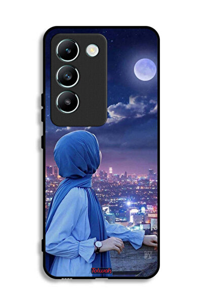 Tolwak غطاء حماية لهاتف Vivo V30 Lite 4G بطبعة فتاة محجبة تنظر إلى القمر