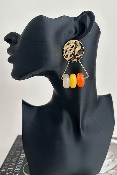 Modex Round Metal Detail Acrylic Colorful Hoops Earrings (5cm)
