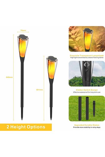 divendi-ro Solar Outdoor LED Outdoor LED Lamp, with Palpating Flame, 10 hours, ABS, IP65, 65cm/48cm, Black