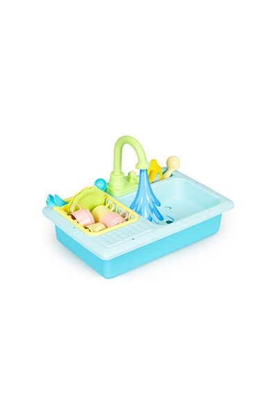 dalimag Set Chiuveta Cu Vase, Jucarie Interactiva, Cu 12 Accesorii, Pentru Copii, Albastru Deschis