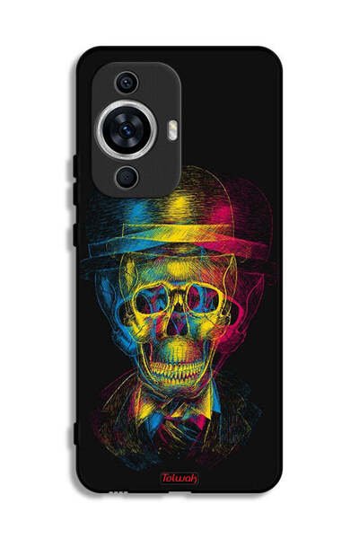 Tolwak غطاء حماية لهاتف هواوي نوفا 12 إس بتصميم جمجمة وقبعة ملونة وفن خيالي