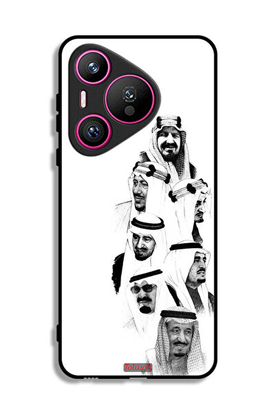 Tolwak غطاء حماية لهاتف هواوي بيورا 70 - فن ملوك السعودية - أبيض وأسود