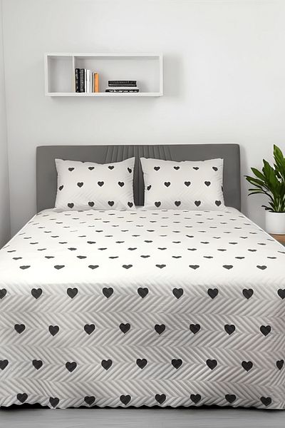 coverbox Double Dowry Pique Bed Cover Set 200X220 cm Multi-Purpose Blanket with 2 Pillow Cases