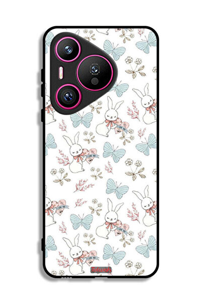 Tolwak غطاء حماية لهاتف هواوي بيورا 70 بطبعة أرنب وفراشات