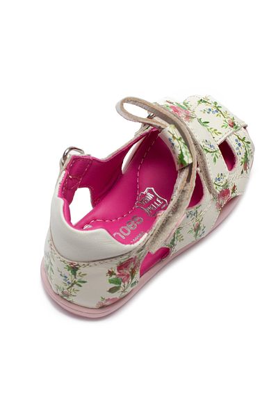 PJ Shoes Leather sandals with heel and ultra flexible sole Mario flowers
