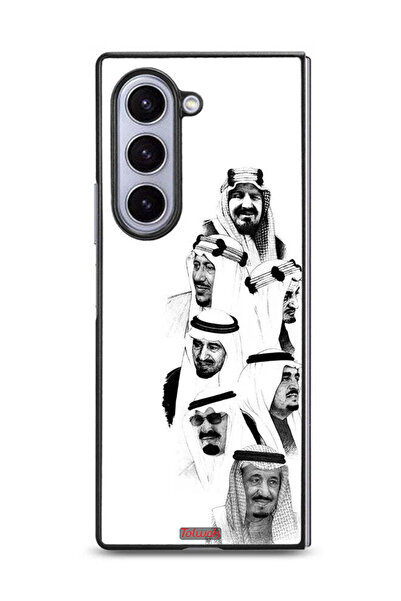 Tolwak غطاء حماية لهاتف سامسونج جالكسي زد فولد 6 - فن ملوك السعودية - أبيض وأسود