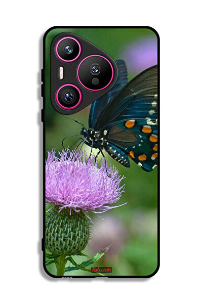 Tolwak غطاء حماية لهاتف هواوي بيورا 70 بتصميم فراشة على زهرة