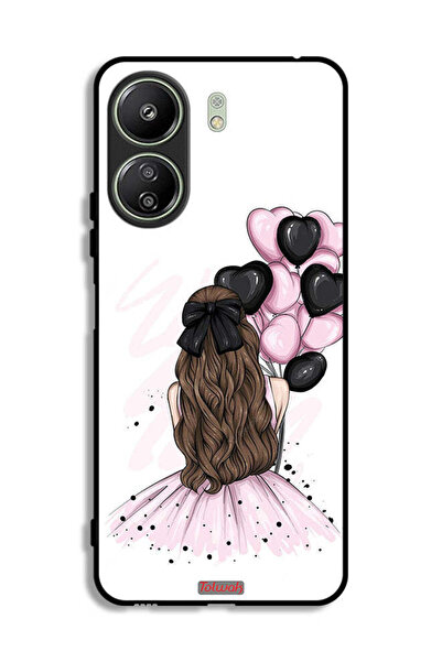 Tolwak غطاء حماية لهاتف شاومي ريدمي 13 سي بتصميم فتاة تحمل بالونات