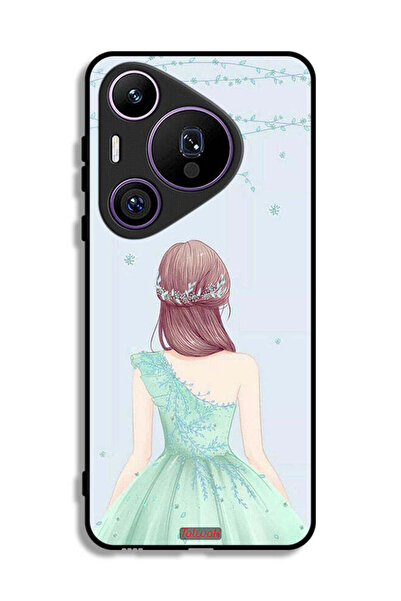 Tolwak غطاء حماية لهاتف هواوي بيورا 70 برو، فتاة لطيفة ترتدي فستانًا زهريًا