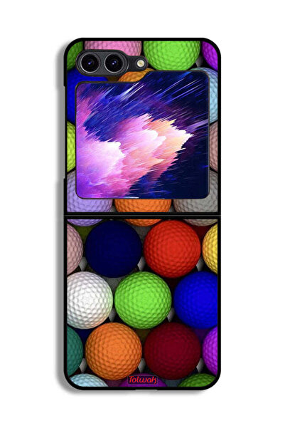 Tolwak غطاء حماية لهاتف Samsung Galaxy Z Flip6 بتصميم كرات فنية تجريدية