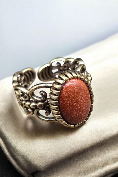 NBS Beautiful Naturel Stones Copper Pure Ring Adjustable Star Stone Design Quality (Evil Eye) (Special Day, Gift)