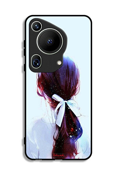 Tolwak غطاء حماية فائق لهاتف هواوي بيورا 70 بتصميم ربطة شعر مع رباط شعر وفن فتاة