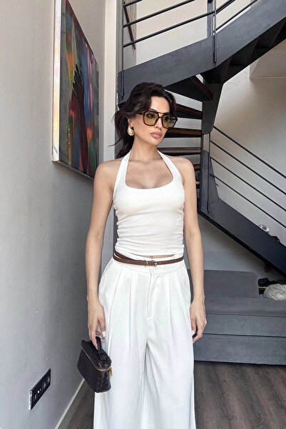 Eka Γυναικείο λευκό λαιμόκοψη με λαιμόκοψη 0171